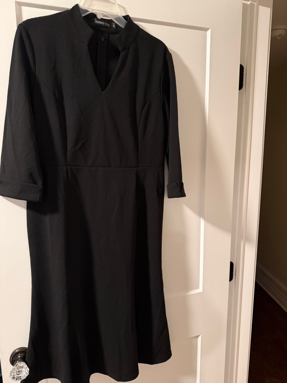 Romy Black A-Line Midi Dress with Keyhole